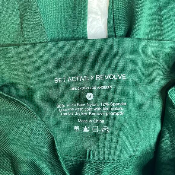 SET ACTIVE X REVOLVE Forest Green High Waist Full Length Leggings Small Seamless - Picture 3 of 4